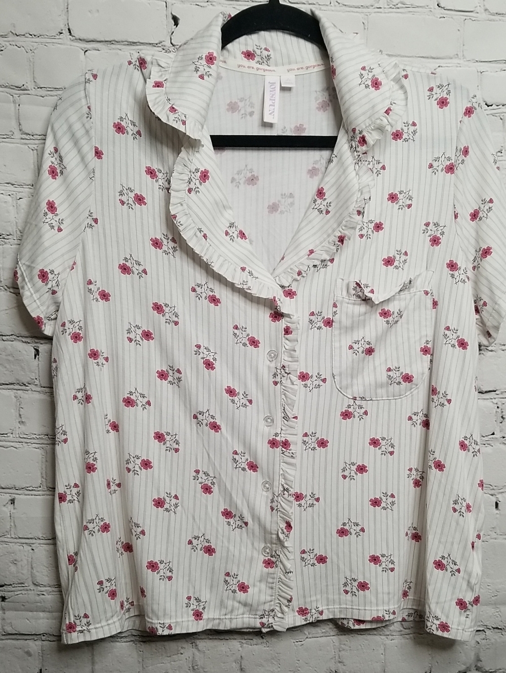 Joyspun Women's Floral Striped Pajama Set Small